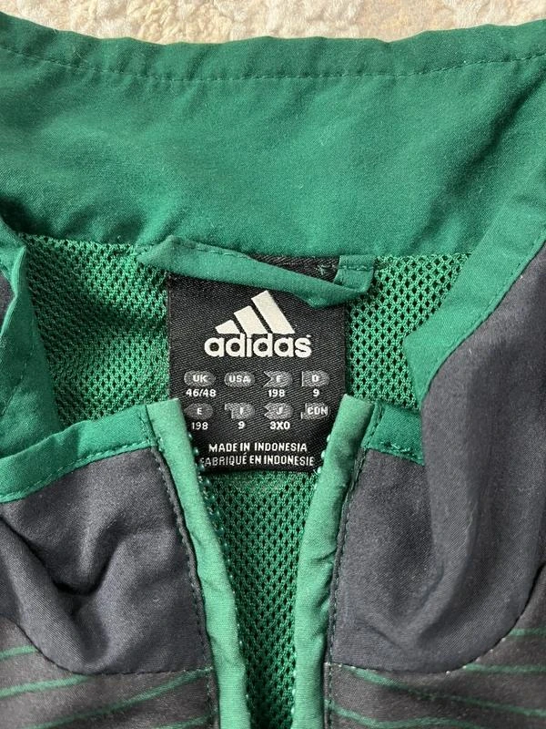 Vintage Retro anos 90 adidas Windbreaker Verde Cinza Jaqueta com Zíper Tamanho G – photo 5